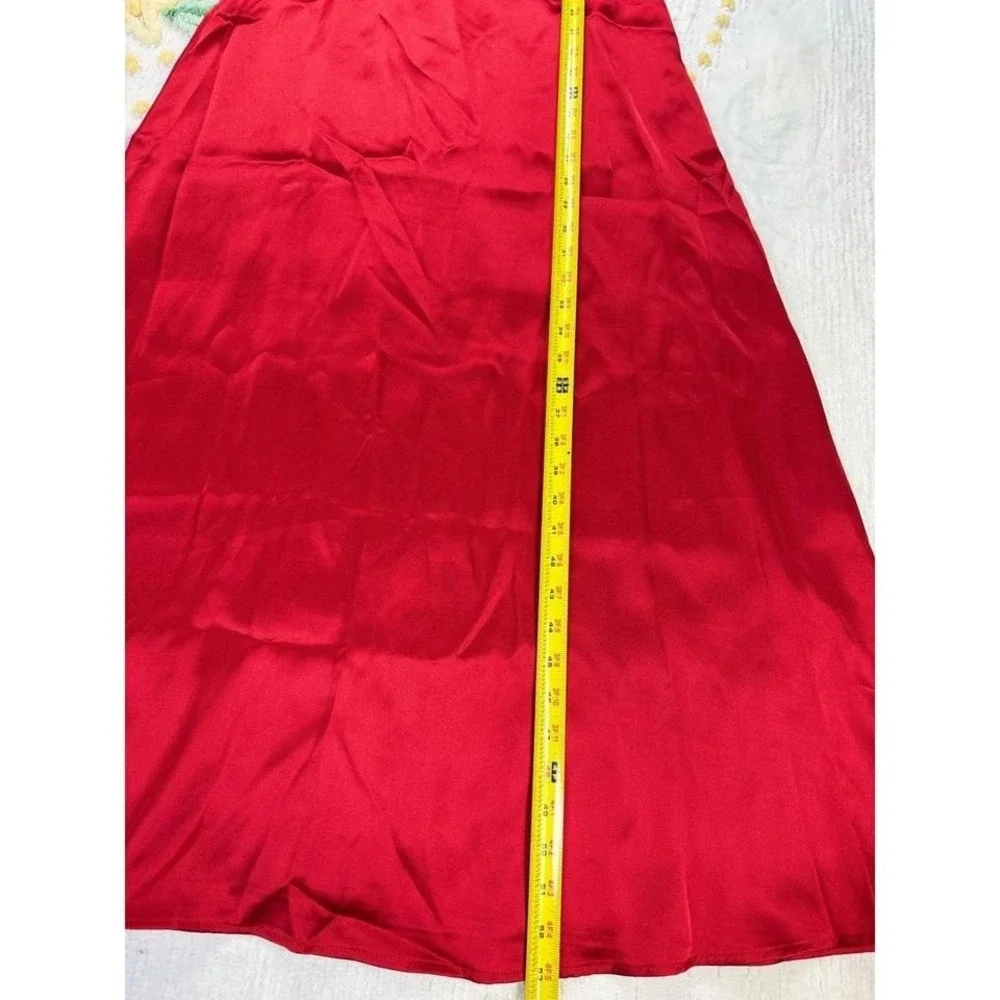 Rachel Parcell Red‎ Silky Charmeuse One Shoulder Slit Midi Dress 4 - Picture 7 of 8